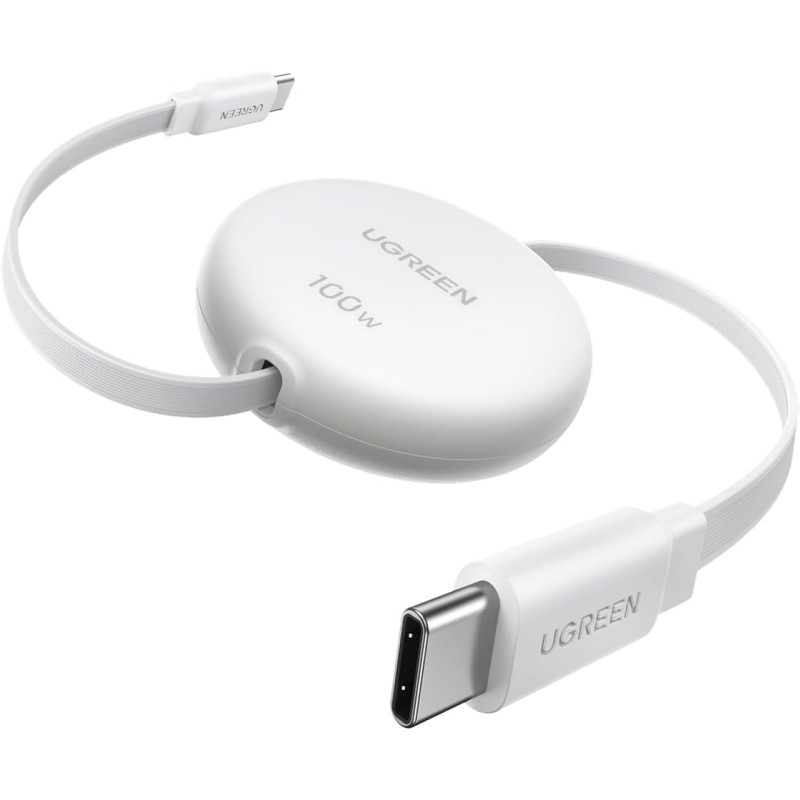 Висувний Кабель UGREEN USB-C 100W PD 3.0: Швидка Зарядка. (Білий)