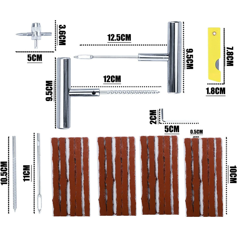Набір для ремонту проколів шин NINABEI Tire Repair Kit: 20 ремонтних смужок. (Синій)