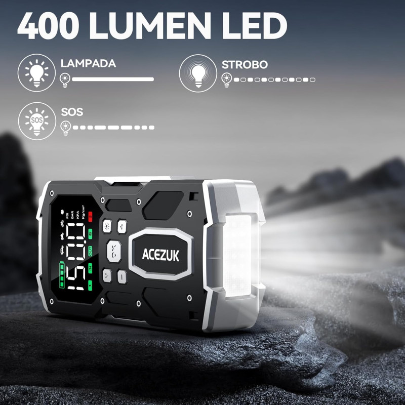 Пусковий пристрій Acezuk 8000А + Компресор 150 PSI: Бустер для будь-яких двигунів (12V)