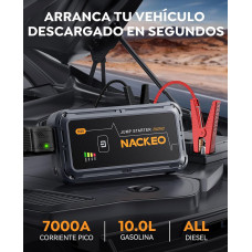 Пусковий пристрій для авто 7000А: Бустер 12V для бензинових (9л) та дизельних (8.5л) двигунів