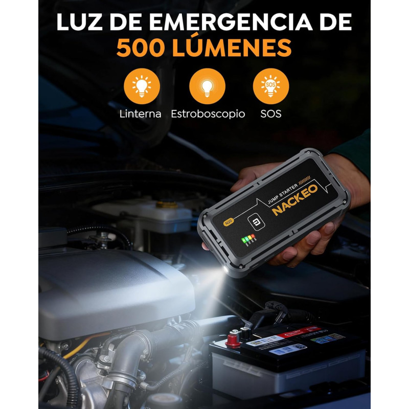 Пусковий пристрій для авто 7000А: Бустер 12V для бензинових (9л) та дизельних (8.5л) двигунів