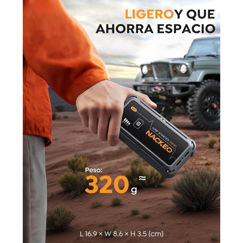 Пусковий пристрій для авто 7000А: Бустер 12V для бензинових (9л) та дизельних (8.5л) двигунів