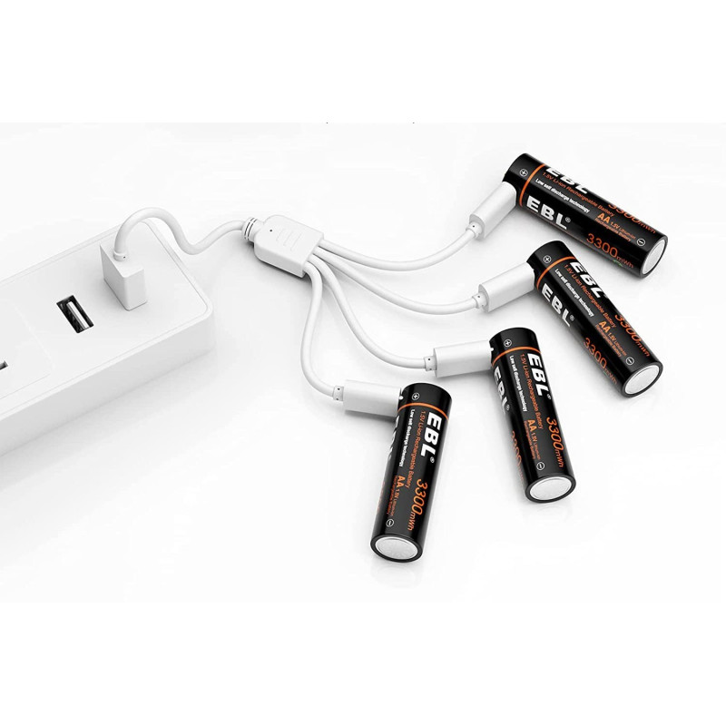 Акумуляторні Батарейки USB AAA 1.5 В: Літій-іонні, 900 мВт·год, Зарядка через Micro USB. (4 шт.)