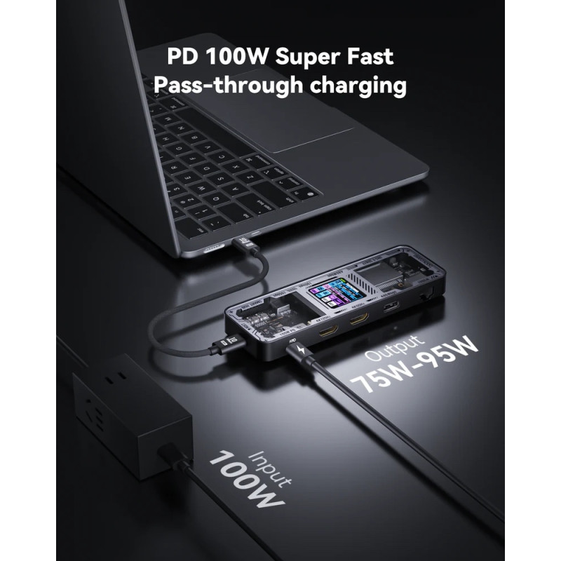 Док-станція Dockcase Smart 10-in-1 USB-C Hub: Dual HDMI, 4K144Hz, Explorer Edition. (Глянцево-сріблястий)