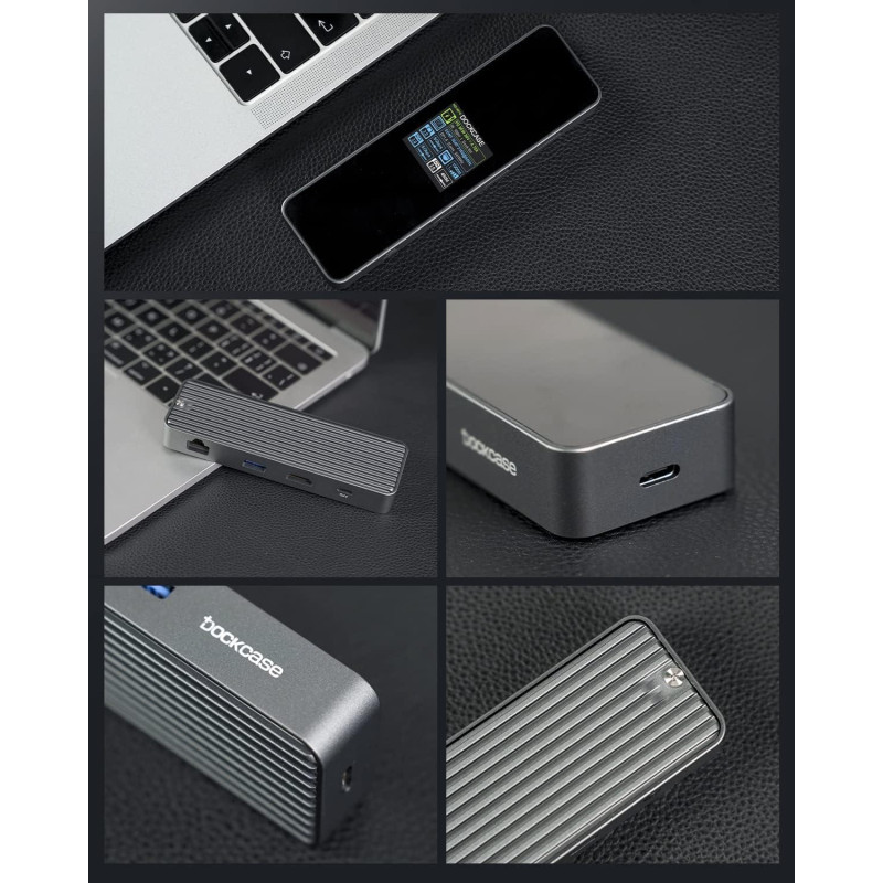 Док-станція DOCKCASE Smart USB-C Hub 6-в-1: 4K 60Hz HDMI, 100W PD, Gigabit Ethernet. (Чорний)