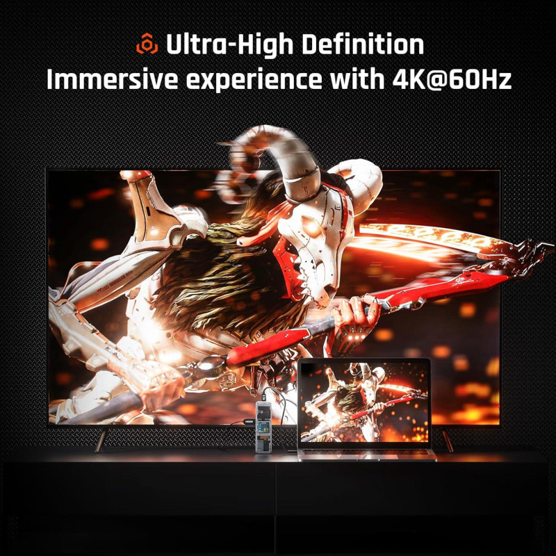 Док-станція Dockcase Explorer Edition 6-in-1 Smart Hub Pro: 4K60Hz, Ethernet. (Сріблястий)