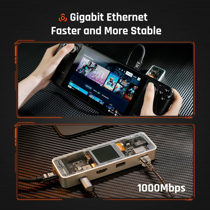 Док-станція Dockcase Explorer Edition 6-in-1 Smart Hub Pro: 4K60Hz, Ethernet. (Сріблястий)