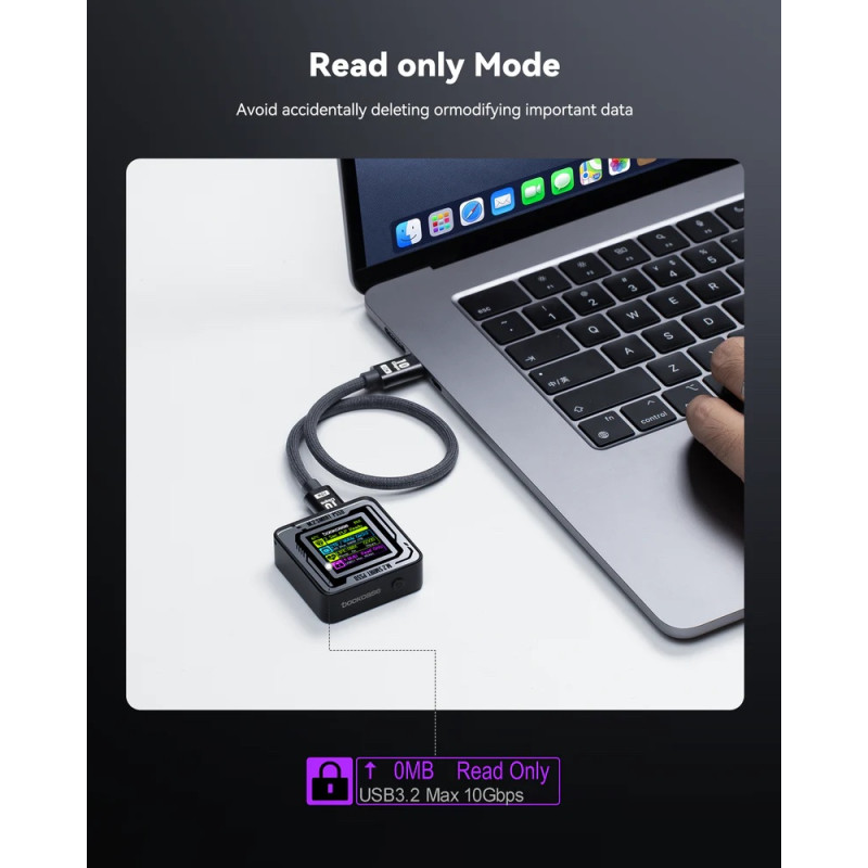 Корпус для SSD Dockcase Pocket Smart 2230 M.2 NVMe: Розумний Кейс з Екраном. (Чорний матовий)