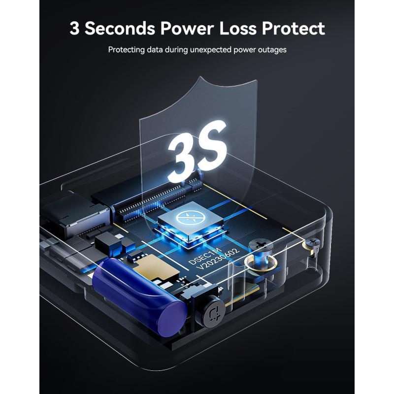 Корпус для SSD Dockcase Pocket Smart 2230 M.2 NVMe: Розумний Кейс з Екраном. (Сріблястий)