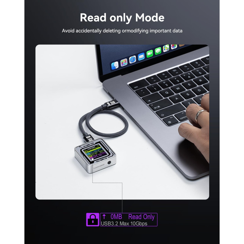 Корпус для SSD Dockcase Pocket Smart 2230 M.2 NVMe: Розумний Кейс з Екраном. (Сріблястий)