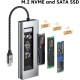 Док-станція Essager 8-в-1: M.2 NVMe/SATA SSD, USB 3.2 (10 Гбіт/с) та HDMI 4K. (Сріблястий)