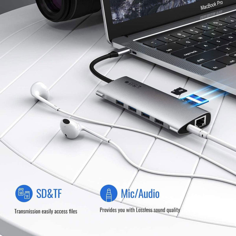 Док-Станція GIISSMO 11-в-1 USB-C Hub: 4K HDMI, VGA, 100W PD. (Чорний)