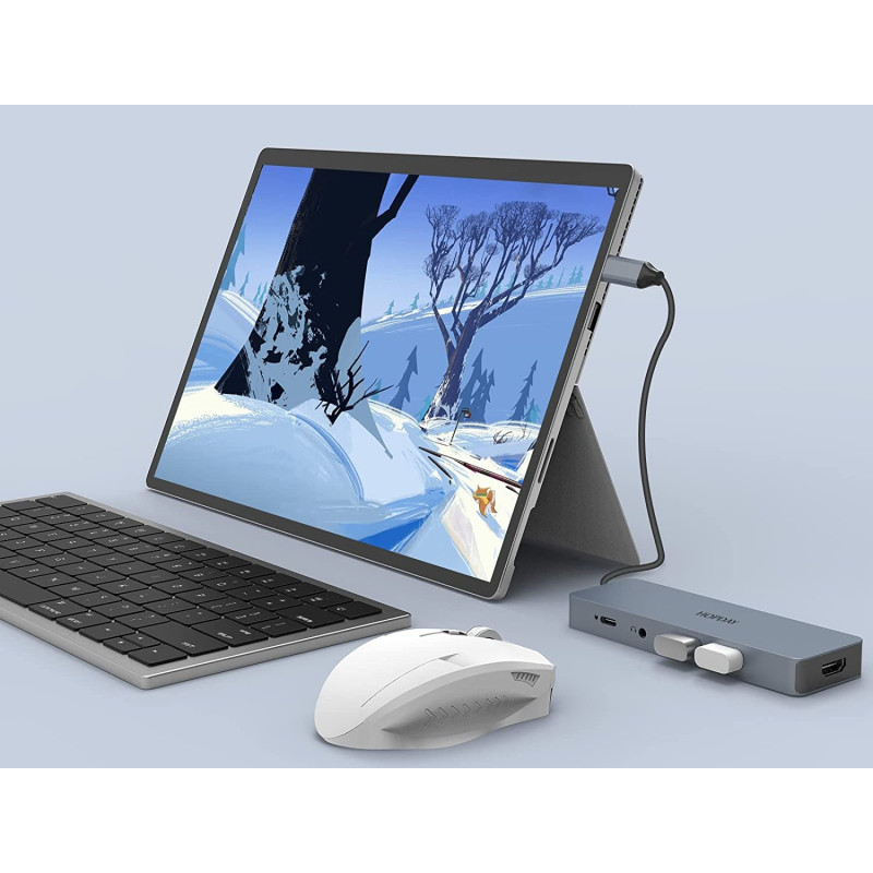 Док-станція HOPDAY 10-в-1 USB-C Hub: 4K HDMI, 100W PD, 3.5 mm AUX. (Сріблястий)