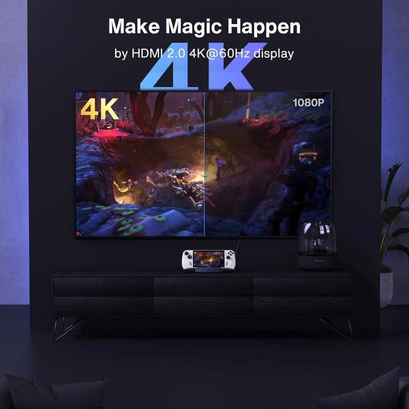 Док-станція iVANKY (8-в-1) для Steam Deck OLED, ROG Ally, Legion Go: HDMI 4K@60Hz, Gigabit LAN, 100 Вт PD. (Сірий)