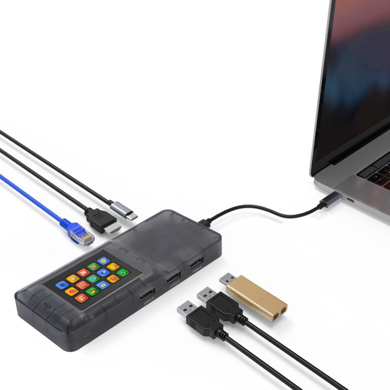Док-Станція MiraBox USB-C 8-в-1: 4K HDMI, 100W PD, Ethernet та USB 3.0. (Чорний)