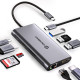 Подвійна Док-Станція UtechSmart 10-в-1: 4K 60 Hz HDMI, DisplayPort, 100W PD. (Сірий)