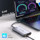 Подвійна Док-Станція UtechSmart 10-в-1: 4K 60 Hz HDMI, DisplayPort, 100W PD. (Сірий)