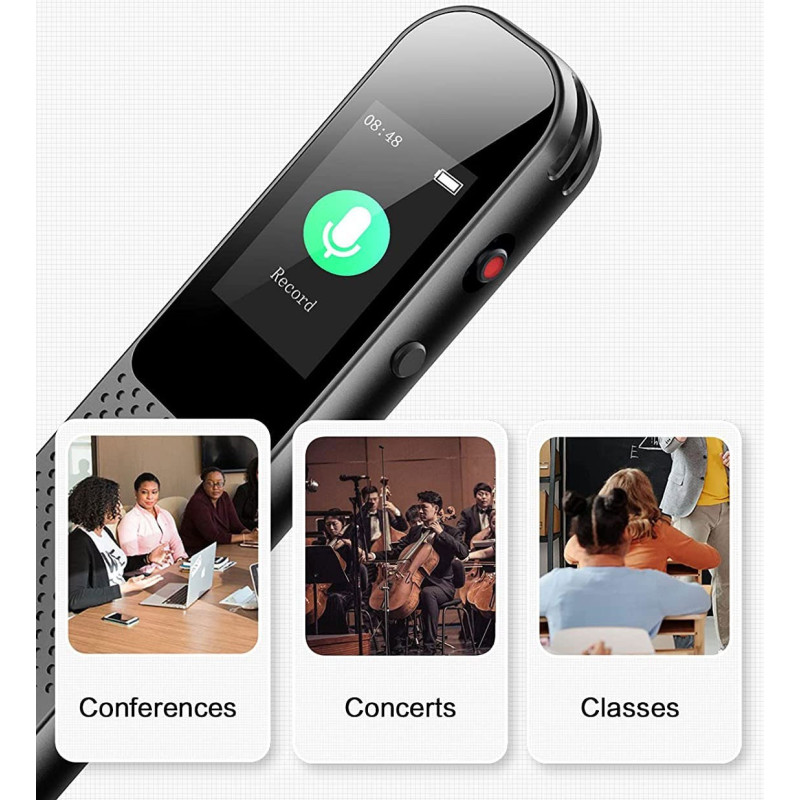 Професійний Диктофон 64 ГБ: 3072 кбіт/с, VOR та Швидкісний Type-C. (Чорний)