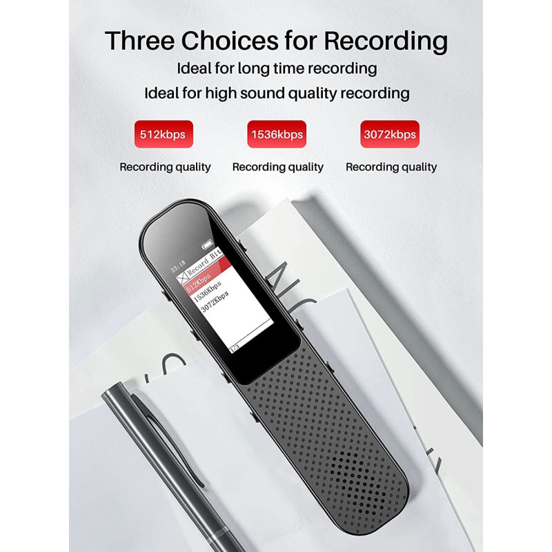 Професійний Диктофон 64 ГБ: 3072 кбіт/с, VOR та Швидкісний Type-C. (Чорний)