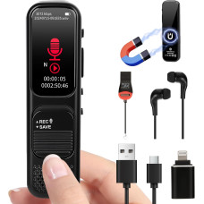 Професійний Цифровий Диктофон 64 ГБ: 3072 Кбіт/с, Голосова Активація (Чорний)