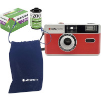 Аналогова камера AgfaPhoto 35 mm: Плівковий фотоапарат (плівка + акумулятор) (Червоний)