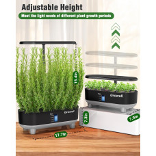 16-місна система гідропонічного вирощування Growell із регульованою висотою 40 см ( 1 пакет насіння включено) (Чорно-сірий) 