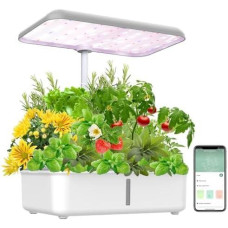 YIYEGO WiFi Smart Garden: Гідропонна система на 14 місць з керуванням через додаток. ( 1 пакет насіння включено)  (Сірий)