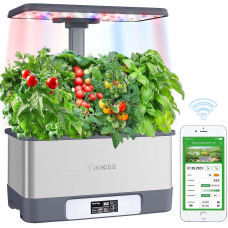 Гідропонна Система YOOCAA Smart Garden: Розумна Теплиця з Керуванням через Додаток ( 1 пакет насіння включено) (Світло-сірий)