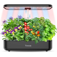 Yoocaa 50 см: 12-місна Система Гідропоніки з Регульованою Висотою та 36 Вт LED.(1 пакет насіння включено) (Чорний)