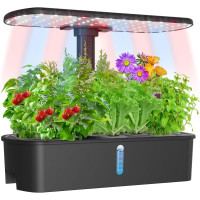 12-місна Система Гідропонічного Вирощування Yoocaa Smart Garden з LED-Контролем Світла ( 1 пакет насіння включено) (Чорний)
