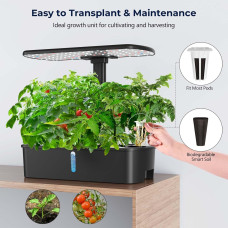 12-місна Система Гідропонічного Вирощування Yoocaa Smart Garden з LED-Контролем Світла ( 1 пакет насіння включено) (Чорний)