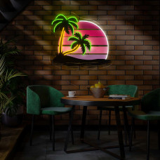 Неонова вивіска «Тропічний захід сонця» — LED декор з пальмою (Tropical Sunset)