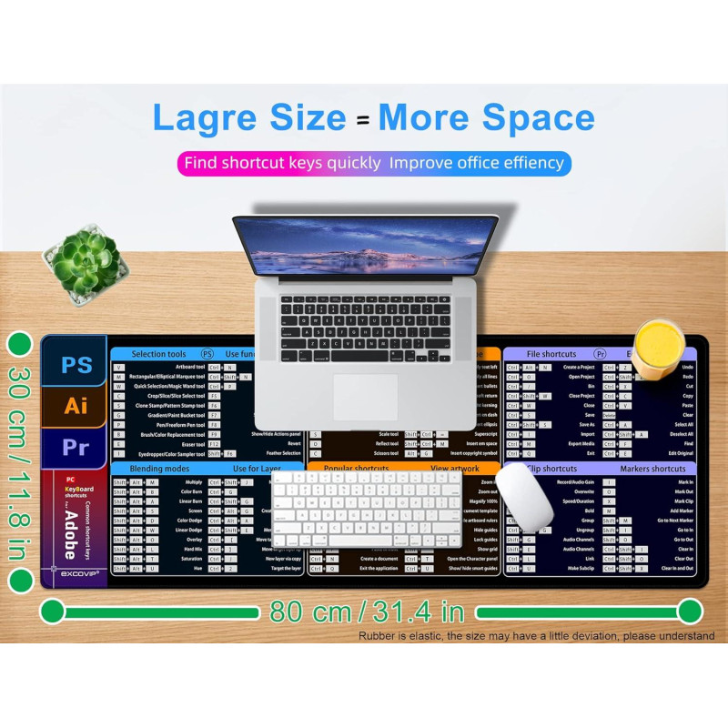 GMS Adobe 2-в-1: Ігровий килимок для миші з Бездротовою зарядкою та 14 режимами RGB (800x300 мм)