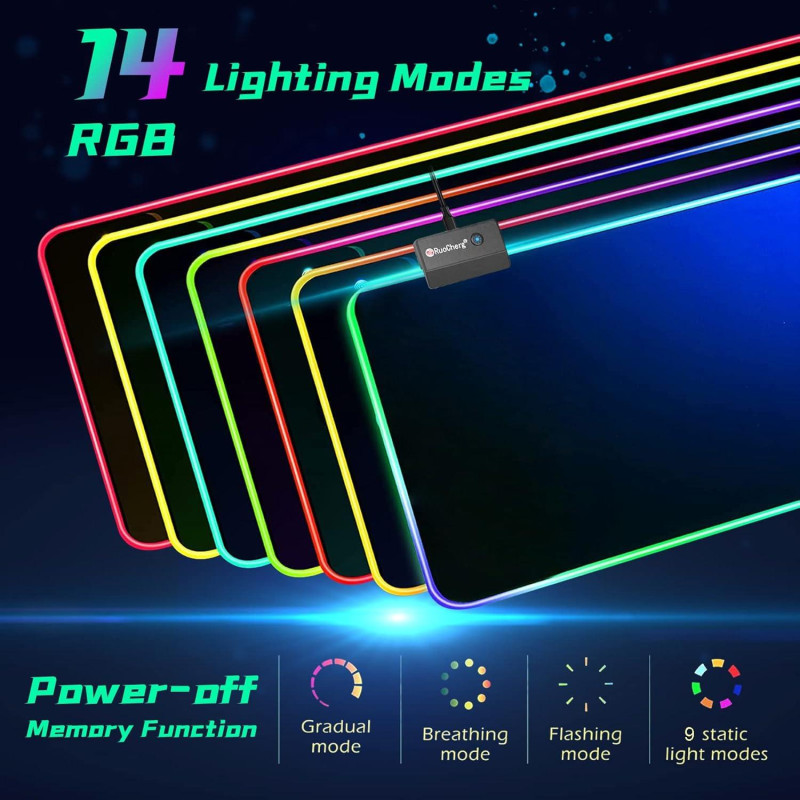 GMS Лев 2-в-1: Ігровий килимок для миші з Бездротовою зарядкою, 14 режимів RGB (800x300 мм)