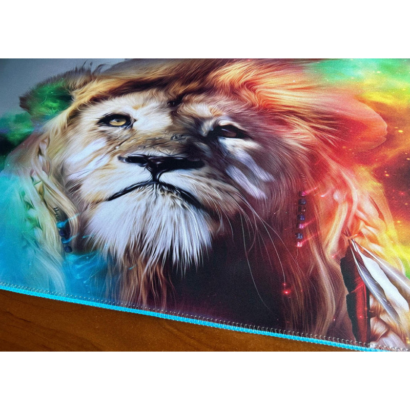 GMS Лев 2-в-1: Ігровий килимок для миші з Бездротовою зарядкою, 14 режимів RGB (800x300 мм)