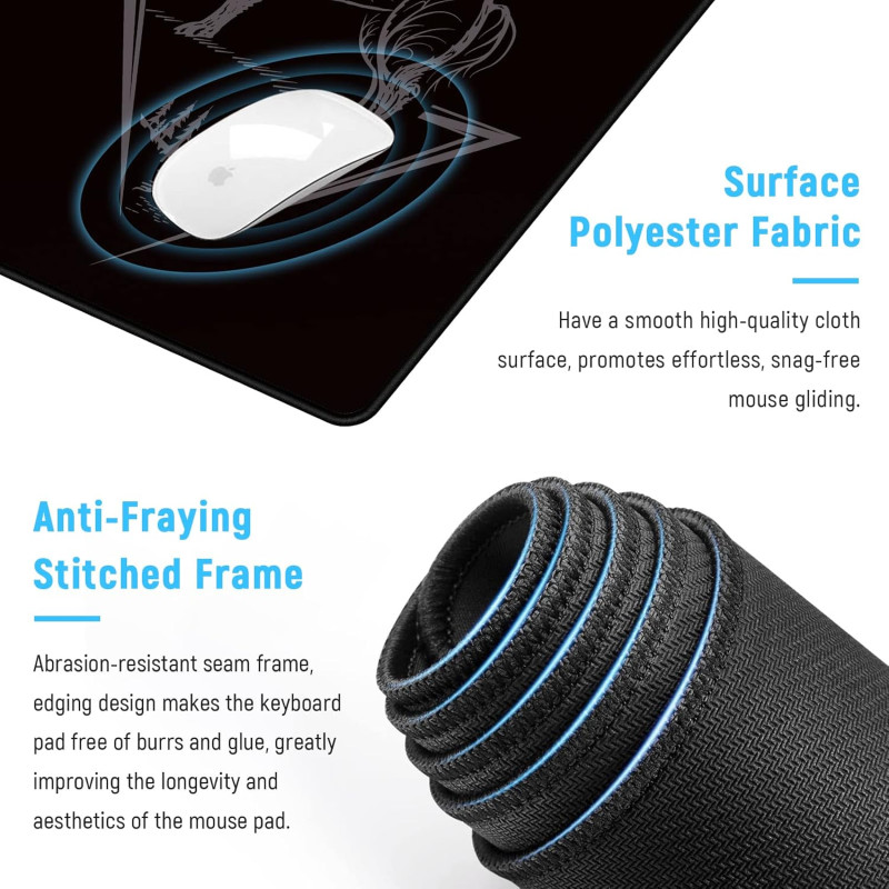 JIALONG XXL: Килимок для миші 900x400 мм, Нековзкий, Можна мити, Універсальний. (Сірий Вовк)