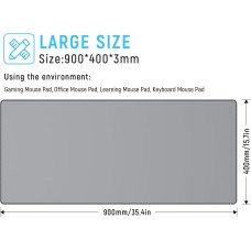 JIALONG XXL: Килимок для миші 900x400 мм, Нековзкий, Можна мити, Універсальний. (Сірий)