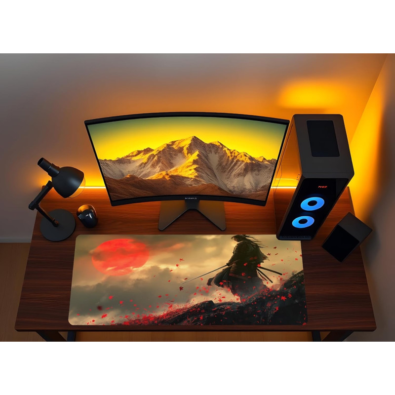 Килимок великий XXL (90x40 см): Самурай з катаною, Ultra HD 8K принт