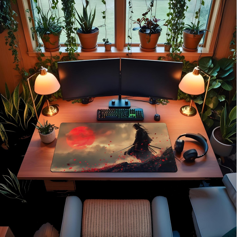 Килимок великий XXL (90x40 см): Самурай з катаною, Ultra HD 8K принт