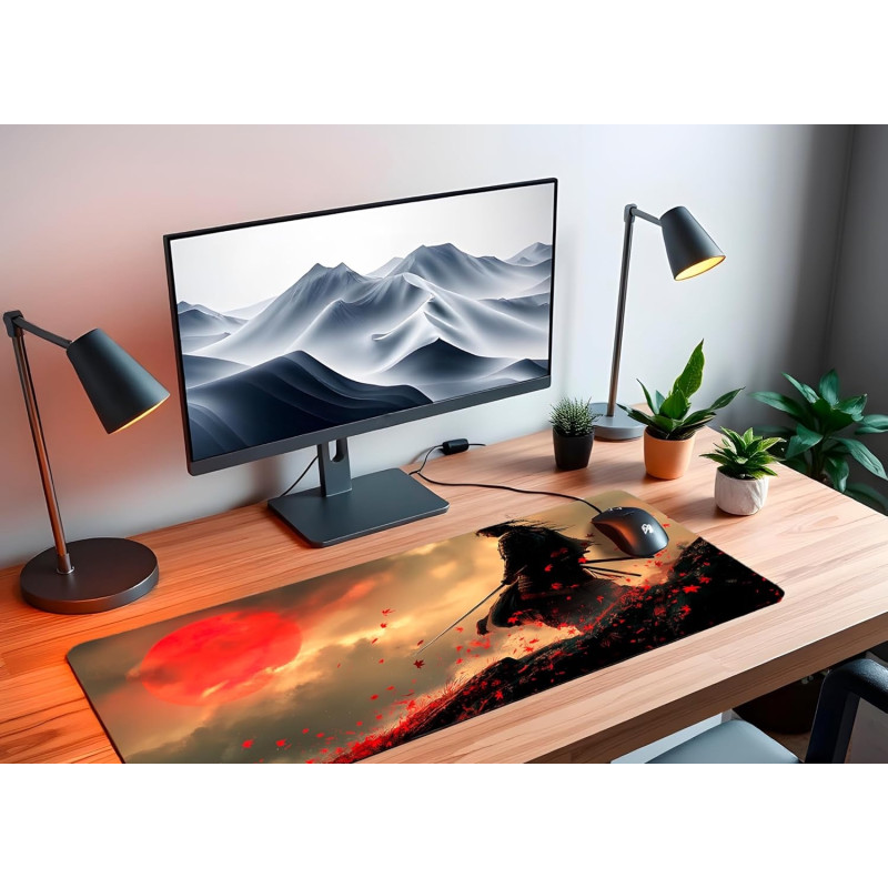 Килимок великий XXL (90x40 см): Самурай з катаною, Ultra HD 8K принт