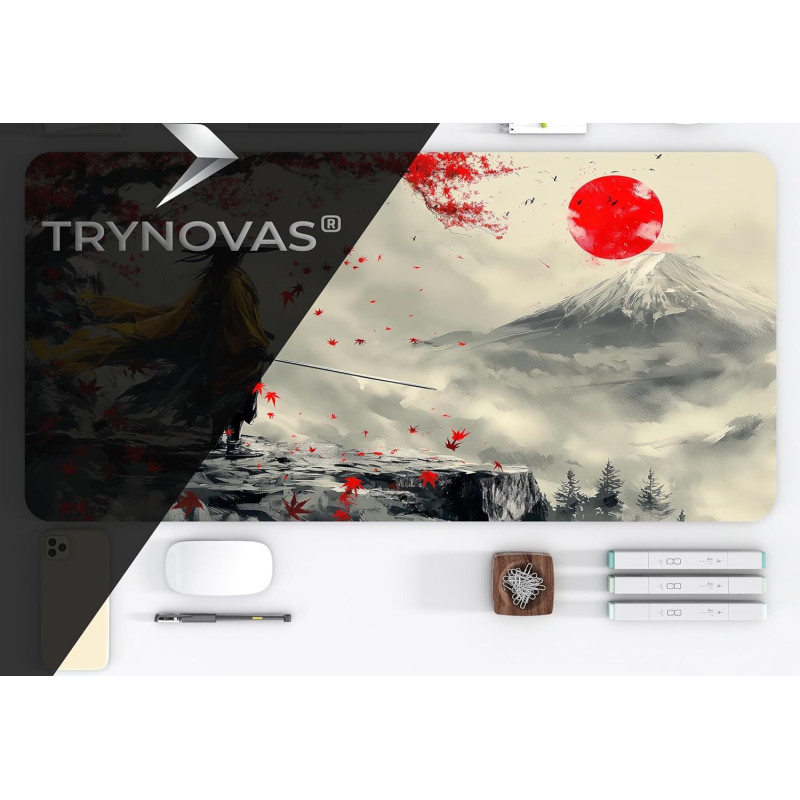 Килимок для миші великий XXL (90x40 см): Японський самурай та гора Фудзі