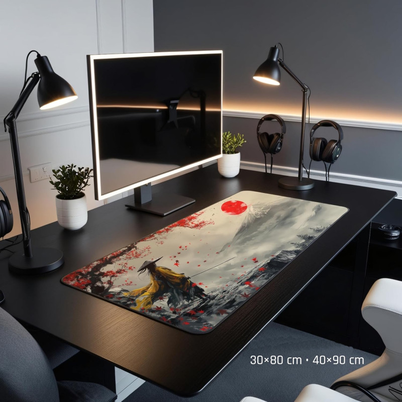 Килимок для миші великий XXL (90x40 см): Японський самурай та гора Фудзі