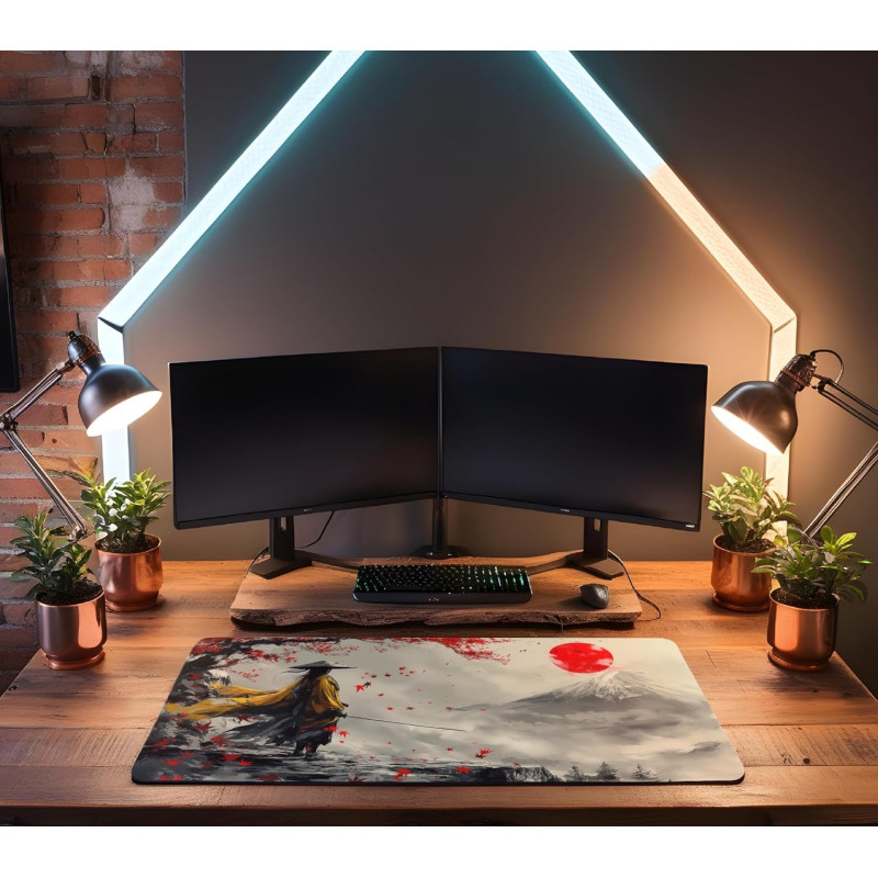Килимок для миші великий XXL (90x40 см): Японський самурай та гора Фудзі