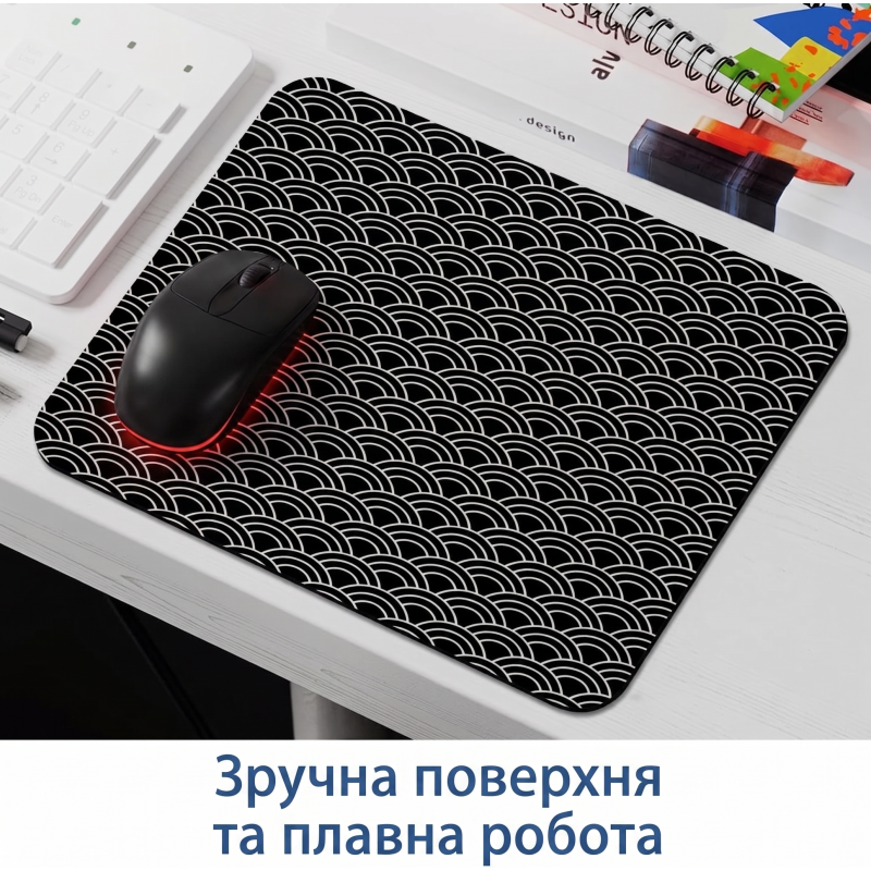 Килимок для миші Zindoo (320x285 мм): Чорний геометричний японський дизайн