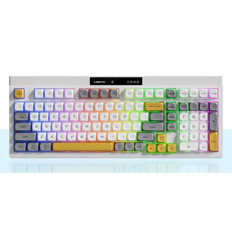 LANGTU L102: Дротова мембранна клавіатура, RGB, з екраном. (Сірий з білим)