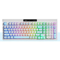 LANGTU L102: Дротова мембранна клавіатура, RGB, з екраном. (Білий з блакитним)