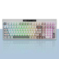 LANGTU L102 Tri-Mode: Бездротова мембранна клавіатура, 3 режими, RGB, PBT, Дисплей, 4000 мАг. (Білий)