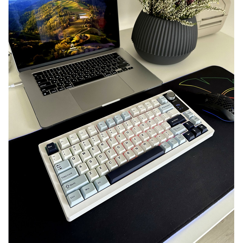 Професійна механічна клавіатура Langtu LT75: Hot-Swap, Tri-Mode, RGB з LCD-дисплеєм (Чорно-Білий)