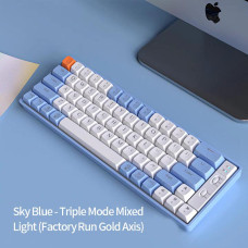 Бездротова механічна клавіатура Langtu GK65 (65%): Red Switch, Tri-Mode, RGB (Небесно-блакитна)