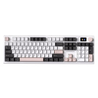 Механічна клавіатура Langtu LT-104: 104 клавіші, Tri-Mode, Hot-Swap, RGB (Біло-рожева)
